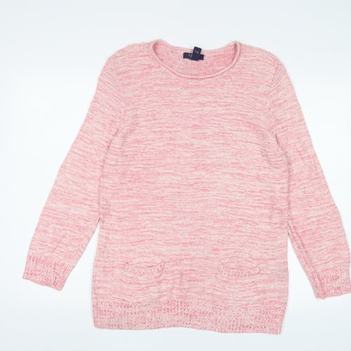 Chaps Womens Pink Crew Neck Cotton Tunic Jumper Size XL