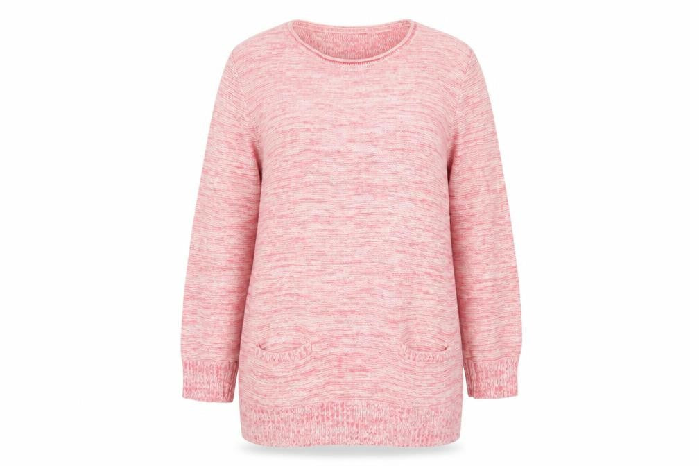 Front view of Chaps women’s pink crew neck cotton tunic jumper, size XL