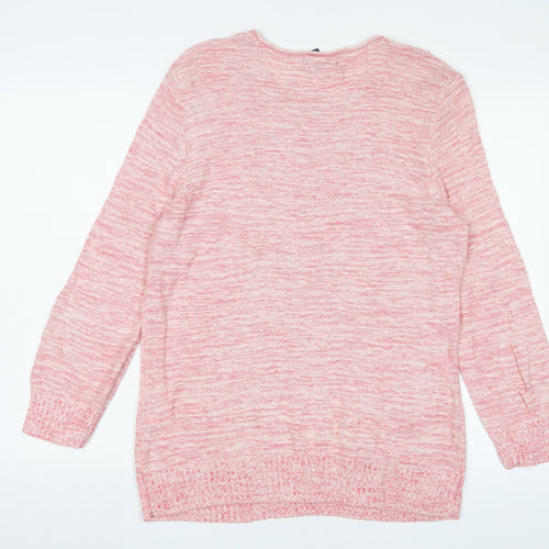 Chaps Womens Pink Crew Neck Cotton Tunic Jumper Size XL