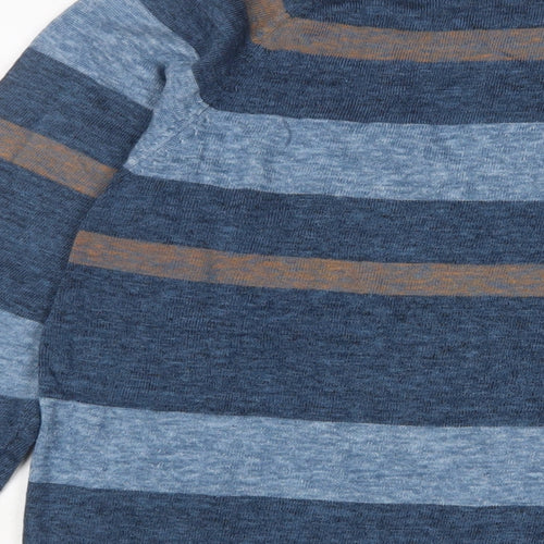 Blue Harbour Mens Blue Crew Neck Striped Cotton Pullover Jumper Size M Long Sleeve