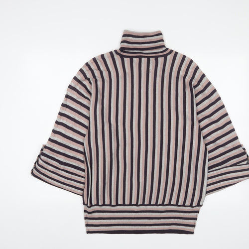 Betty Jackson Womens Pink Roll Neck Striped Acrylic Pullover Jumper Size 16
