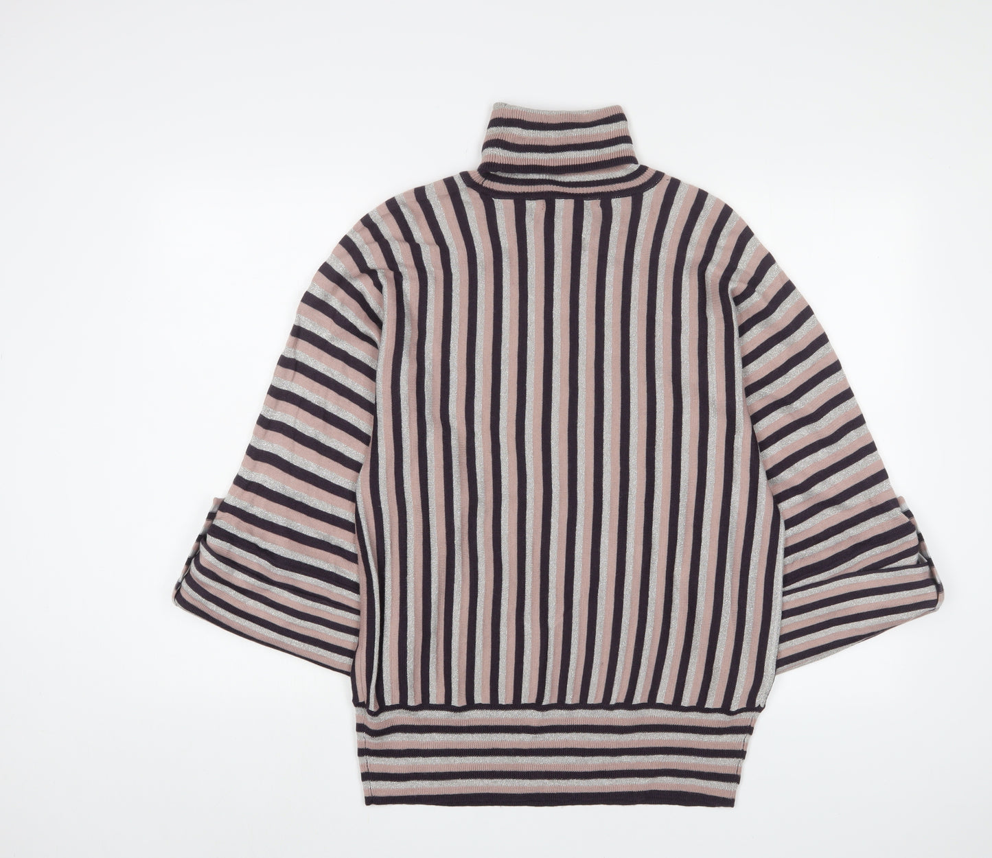 Betty Jackson Womens Pink Roll Neck Striped Acrylic Pullover Jumper Size 16