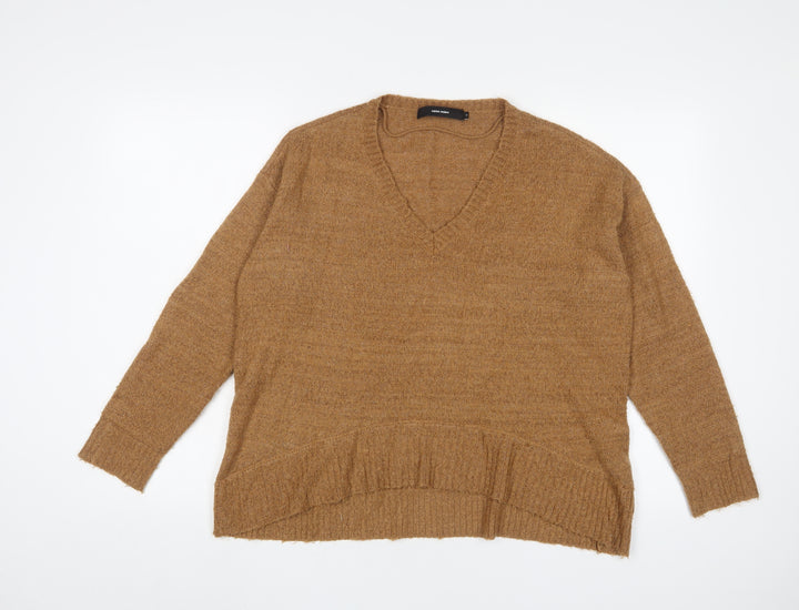 VERO MODA Womens Brown V-Neck Acrylic Pullover Jumper Size M - Glitter
