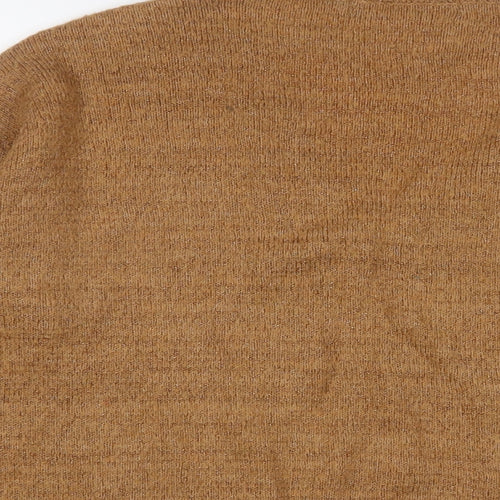 VERO MODA Womens Brown V-Neck Acrylic Pullover Jumper Size M - Glitter