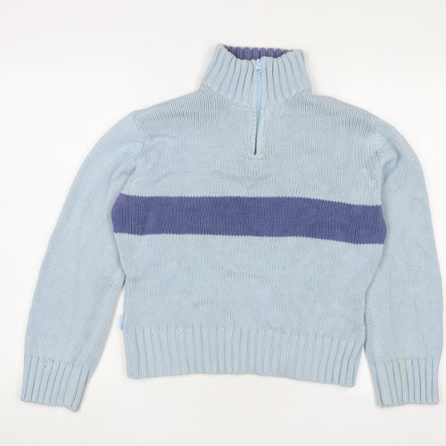 Crew Clothing Womens Blue High Neck Cotton Pullover Jumper Size 16