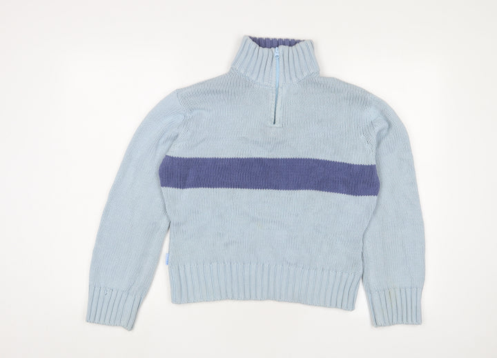 Crew Clothing Womens Blue High Neck Cotton Pullover Jumper Size 16