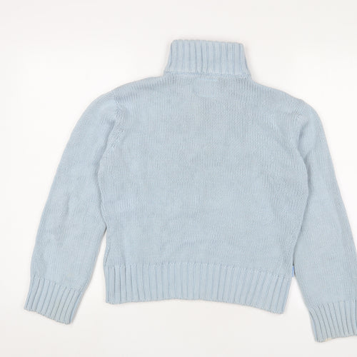Crew Clothing Womens Blue High Neck Cotton Pullover Jumper Size 16
