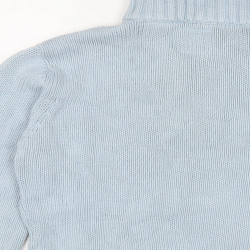 Crew Clothing Womens Blue High Neck Cotton Pullover Jumper Size 16