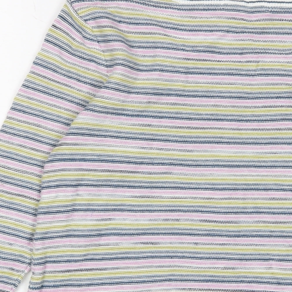 White Stuff Womens Multicoloured Boat Neck Striped Cotton Pullover Jumper Size 10