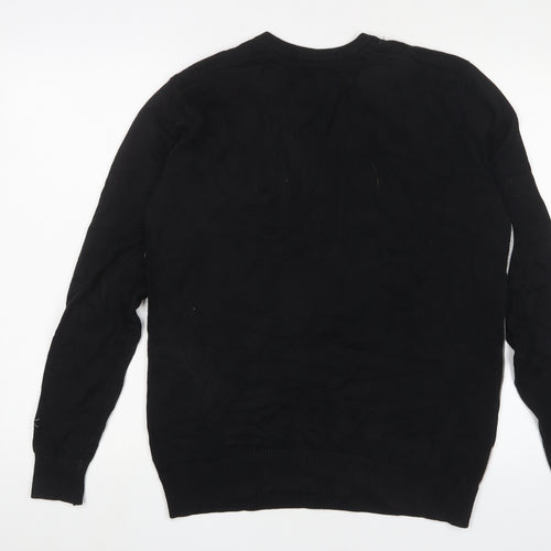 Slazenger Mens Black V-Neck Argyle/Diamond Cotton Pullover Jumper Size M Long Sleeve - Golf