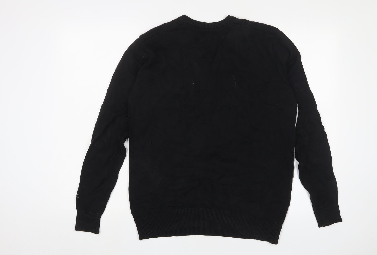 Slazenger Mens Black V-Neck Argyle/Diamond Cotton Pullover Jumper Size M Long Sleeve - Golf