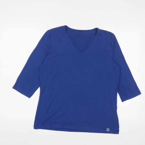 Olsen Womens Blue Viscose Basic T-Shirt Size 16 V-Neck - Logo