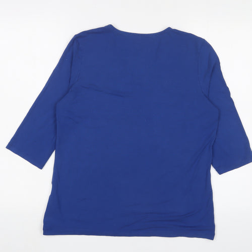 Olsen Womens Blue Viscose Basic T-Shirt Size 16 V-Neck - Logo