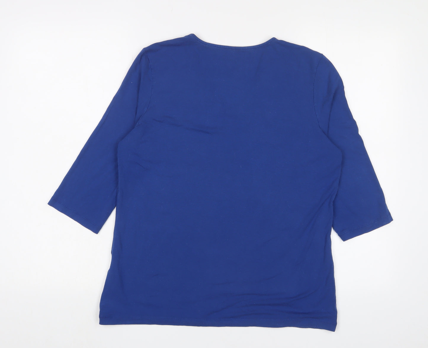 Olsen Womens Blue Viscose Basic T-Shirt Size 16 V-Neck - Logo