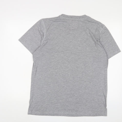 Tigers Mens Grey Cotton T-Shirt Size XL Crew Neck - Embroidered