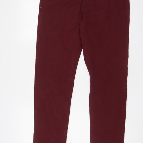 Kangol Mens Red Cotton Chino Trousers Size 32 in L30 in Regular Zip - Short leg