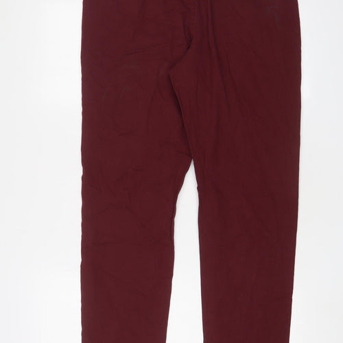 Kangol Mens Red Cotton Chino Trousers Size 32 in L30 in Regular Zip - Short leg