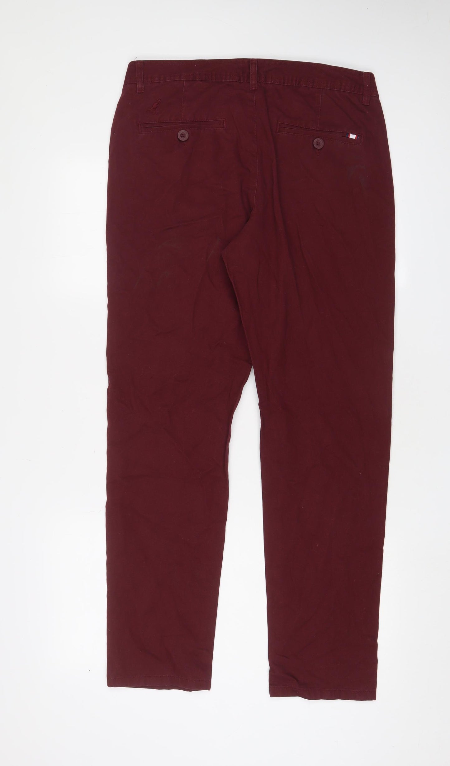 Kangol Mens Red Cotton Chino Trousers Size 32 in L30 in Regular Zip - Short leg