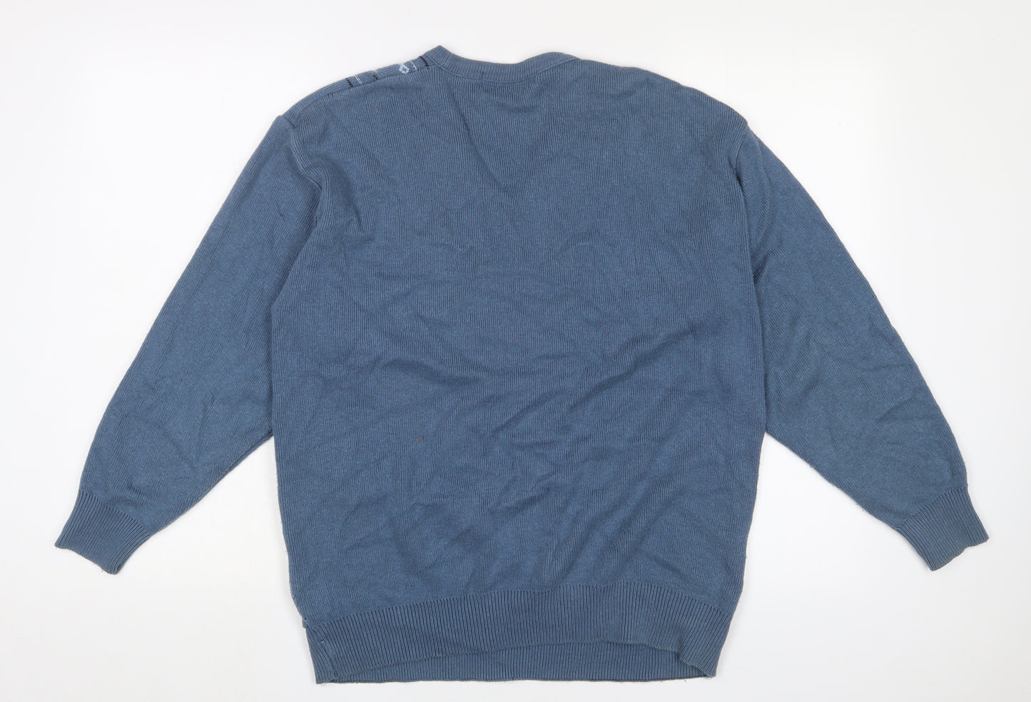 Hearts & Bows Womens Blue V-Neck Cotton Pullover Jumper Size M