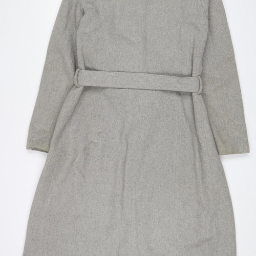 VERO MODA Womens Grey Overcoat Coat Size L Zip - Belted