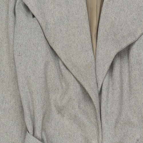 VERO MODA Womens Grey Overcoat Coat Size L Zip - Belted