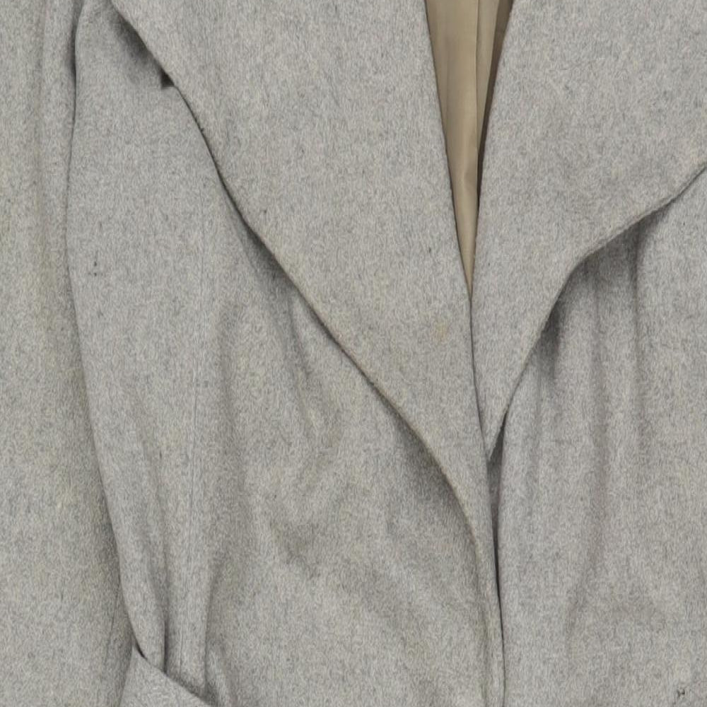VERO MODA Womens Grey Overcoat Coat Size L Zip - Belted