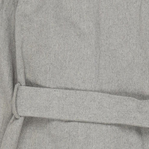 VERO MODA Womens Grey Overcoat Coat Size L Zip - Belted