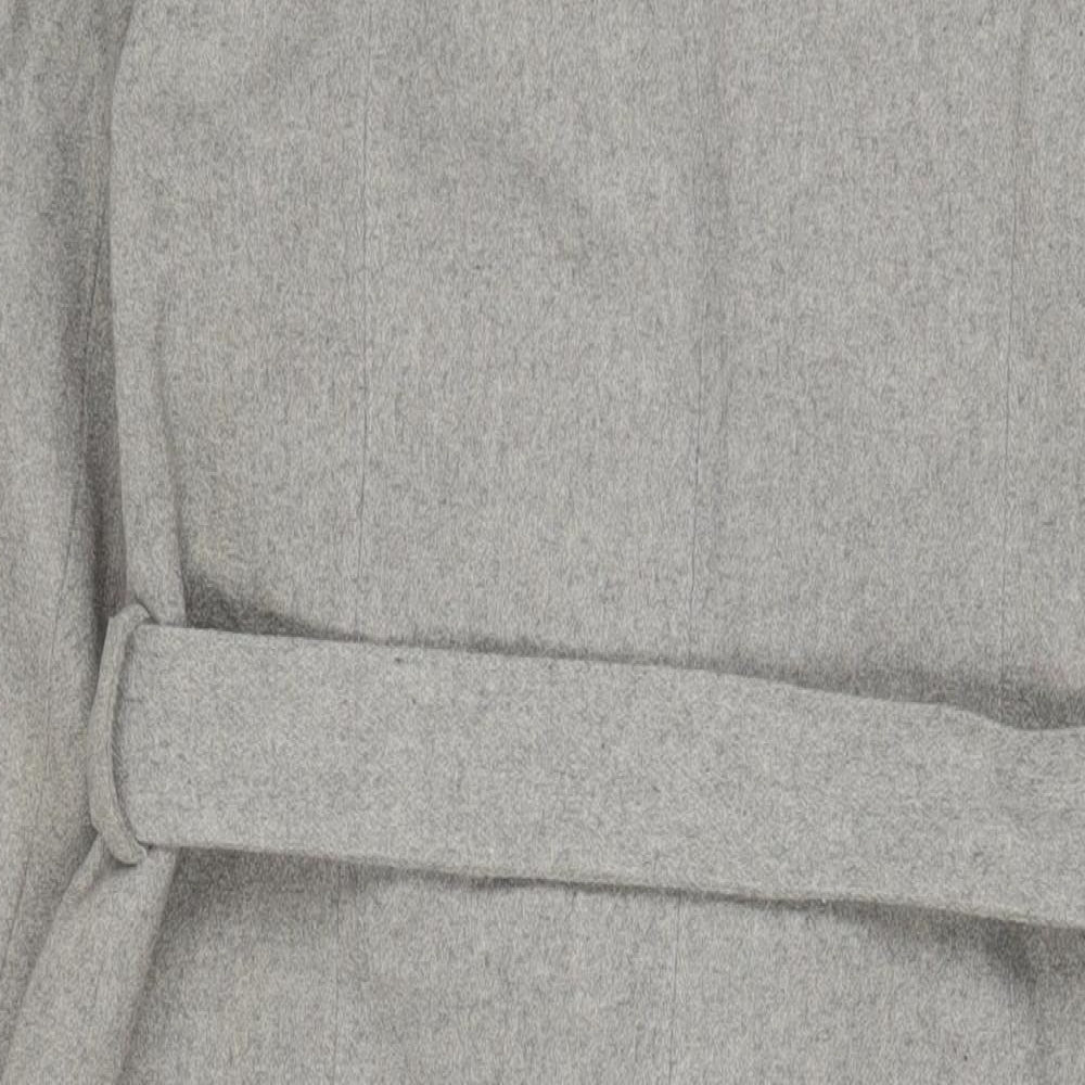VERO MODA Womens Grey Overcoat Coat Size L Zip - Belted