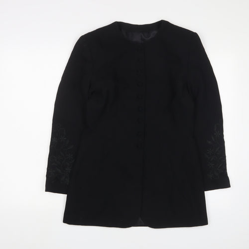 Richards Womens Black Jacket Blazer Size 10 Button - Embroidered