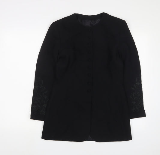 Richards Womens Black Jacket Blazer Size 10 Button - Embroidered