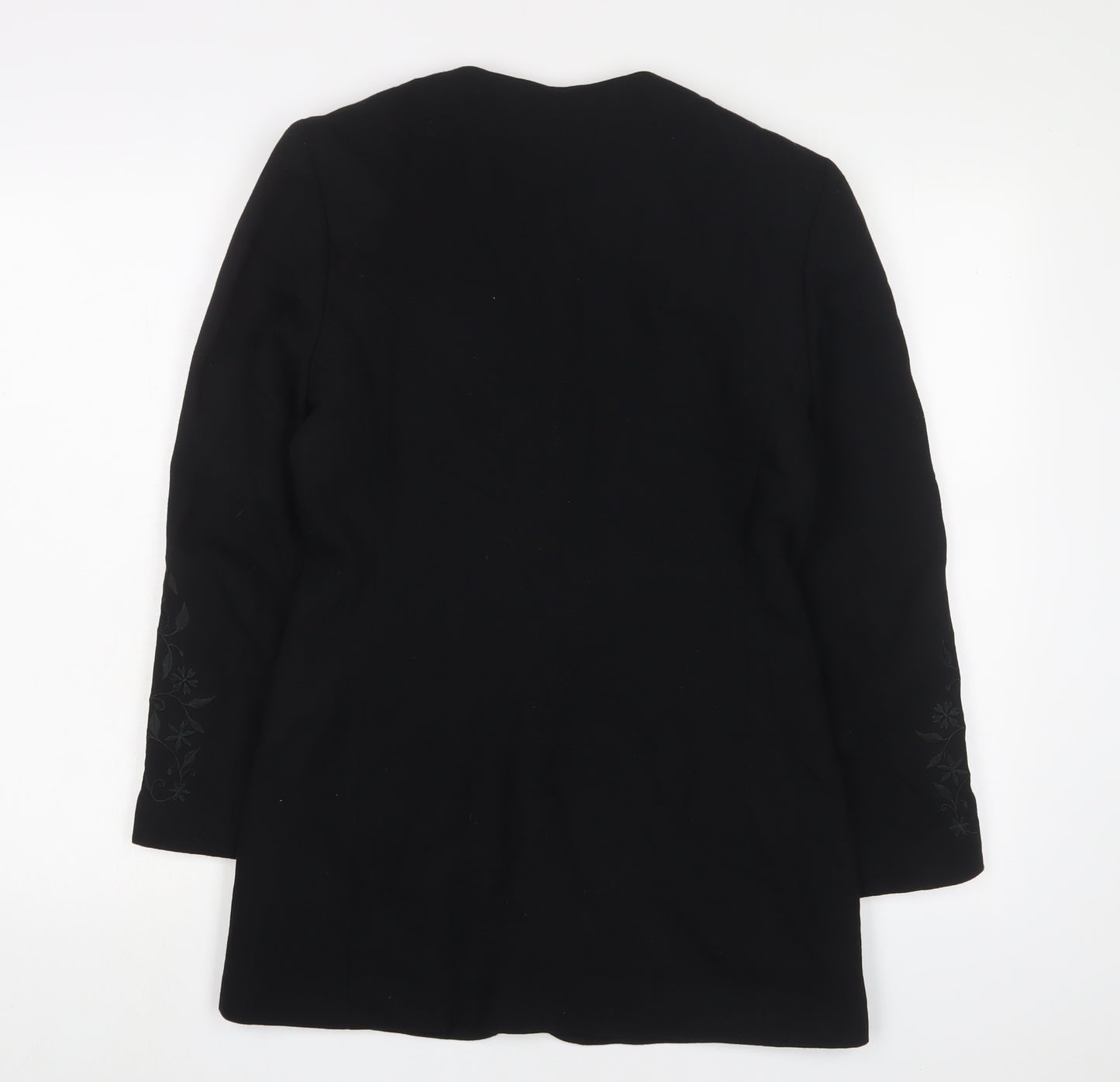 Richards Womens Black Jacket Blazer Size 10 Button - Embroidered