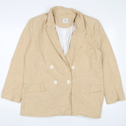 Pimkie Womens Yellow Plaid Jacket Blazer Size XL Button
