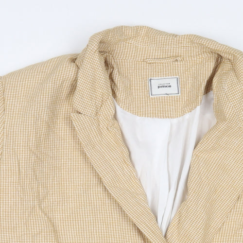 Pimkie Womens Yellow Plaid Jacket Blazer Size XL Button