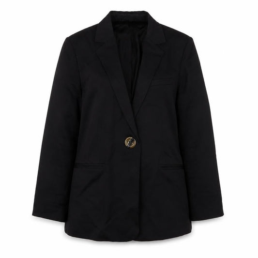Front view of & Other Stories women’s black jacket blazer, size UK 12, button