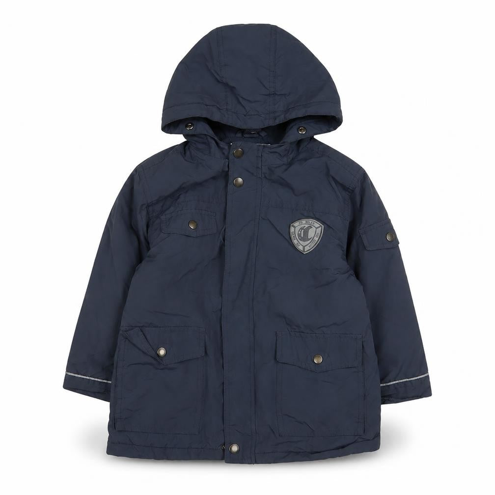 Vertbaudet Boys Blue Basic Coat Coat Size 4 Years Zip - Logo, Embroidered