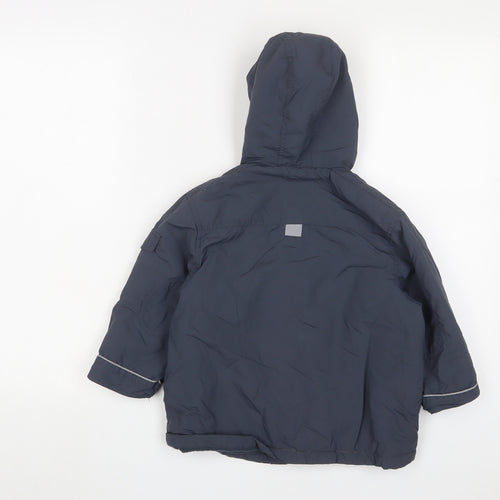 Vertbaudet Boys Blue Basic Coat Coat Size 4 Years Zip - Logo, Embroidered