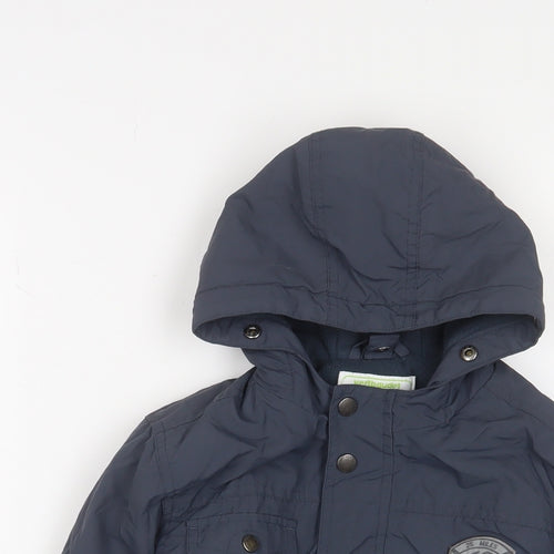 Vertbaudet Boys Blue Basic Coat Coat Size 4 Years Zip - Logo, Embroidered