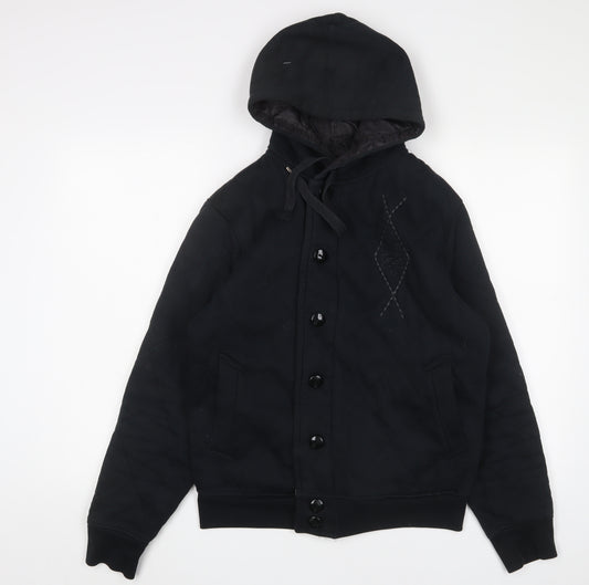 Zoo York Mens Black Cotton Full Zip Hoodie Size M - Embroidered