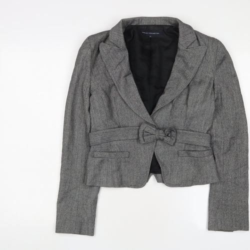 French Connection Womens Grey Jacket Blazer Size 10 Button - Belted