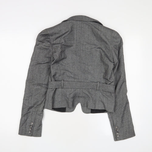 French Connection Womens Grey Jacket Blazer Size 10 Button - Belted