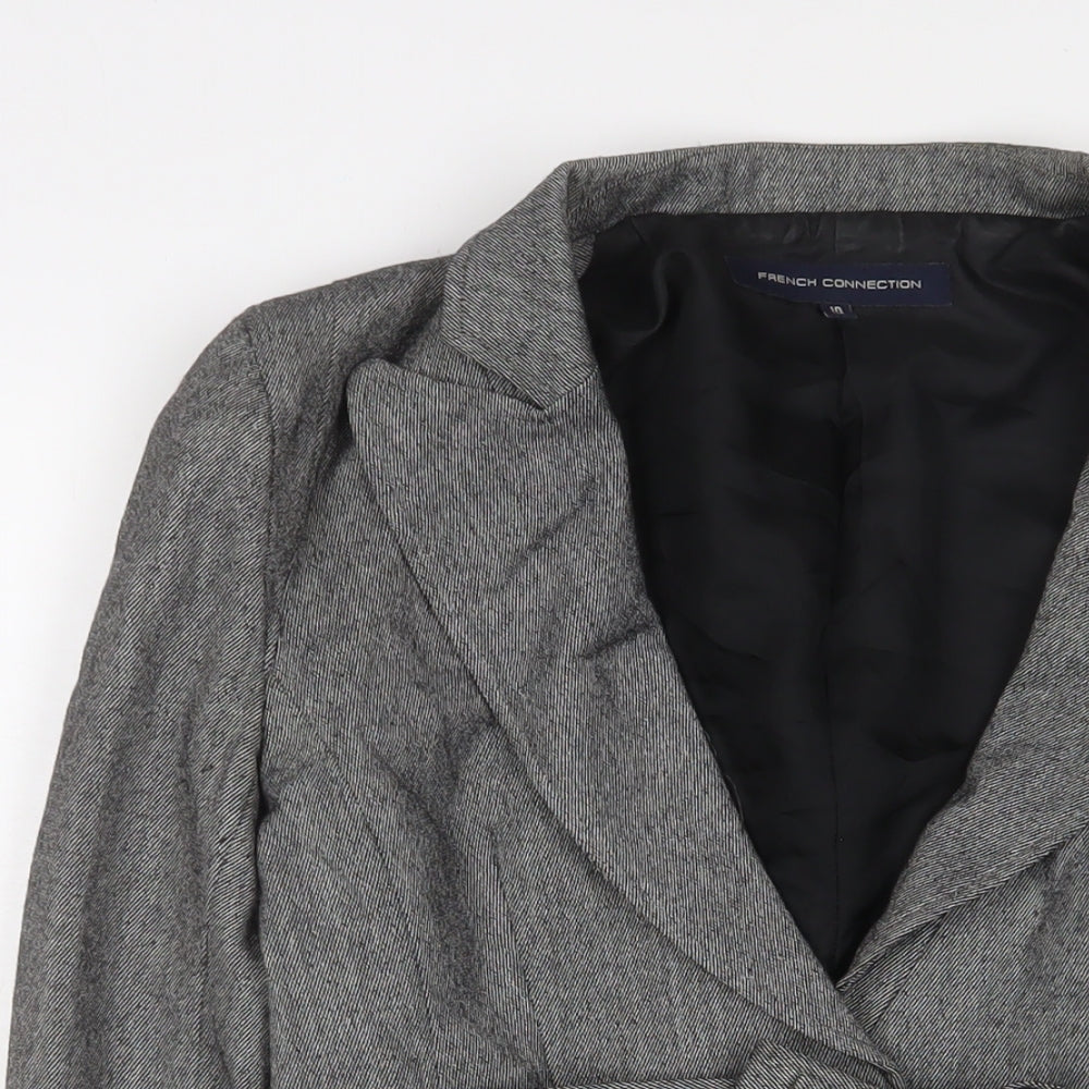 French Connection Womens Grey Jacket Blazer Size 10 Button - Belted