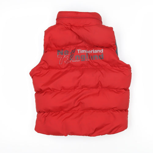 Timberland Boys Red Gilet Waistcoat Size 5-6 Years Zip - Timberland New England 73 stratham N.H