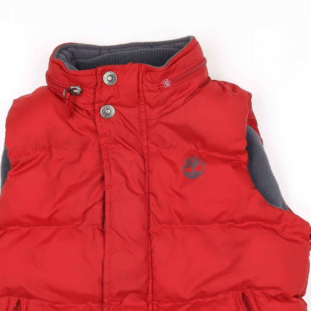 Timberland Boys Red Gilet Waistcoat Size 5-6 Years Zip - Timberland New England 73 stratham N.H