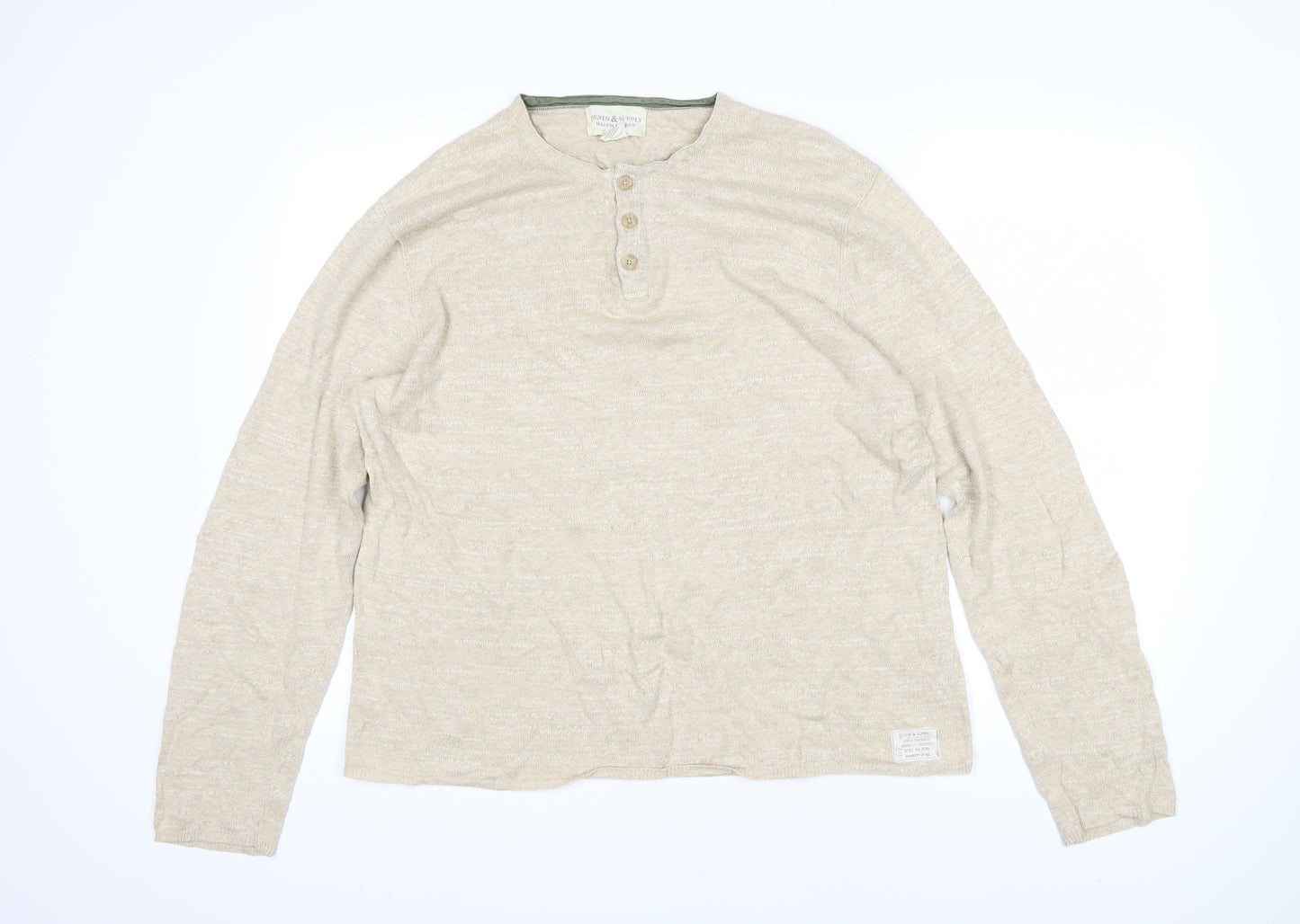 Ralph Lauren Womens Beige Round Neck 100% Cotton Pullover Jumper Size XL