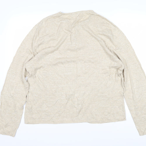Ralph Lauren Womens Beige Round Neck 100% Cotton Pullover Jumper Size XL