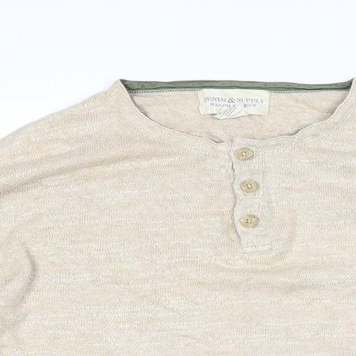 Ralph Lauren Womens Beige Round Neck 100% Cotton Pullover Jumper Size XL