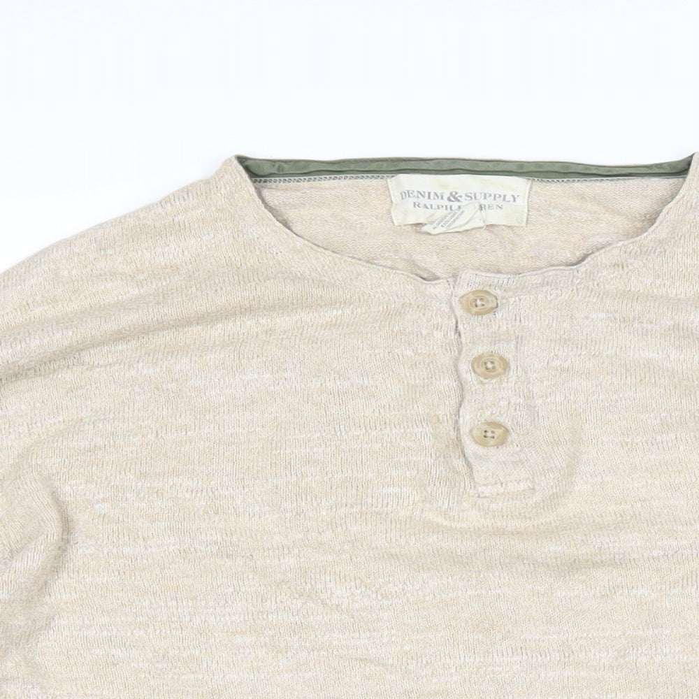 Ralph Lauren Womens Beige Round Neck 100% Cotton Pullover Jumper Size XL