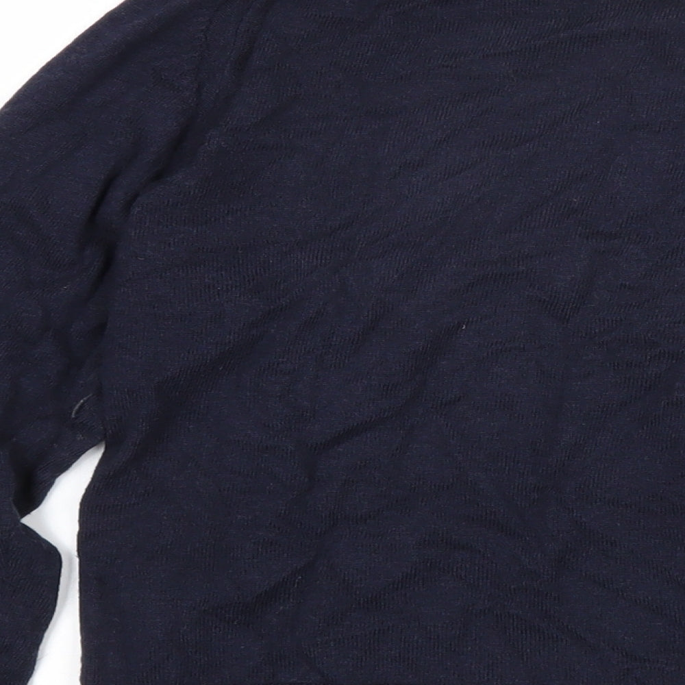 White Stuff Womens Blue Round Neck 100% Cotton Cardigan Jumper Size 8