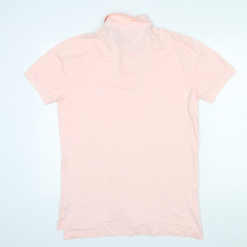 Tommy Hilfiger Mens Pink 100% Cotton Polo Size M Collared Button