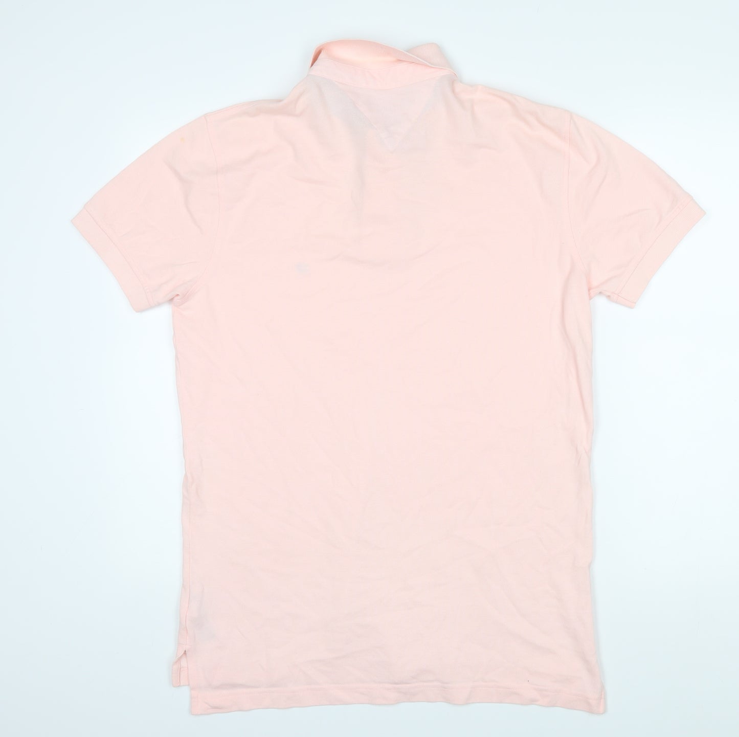 Tommy Hilfiger Mens Pink 100% Cotton Polo Size M Collared Button